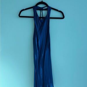 Zara Royal Blue Satin Dress with Halter Neck